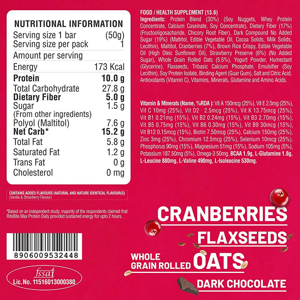 RiteBite Max Protein Daily Choco Berry Bar - Grab2buy