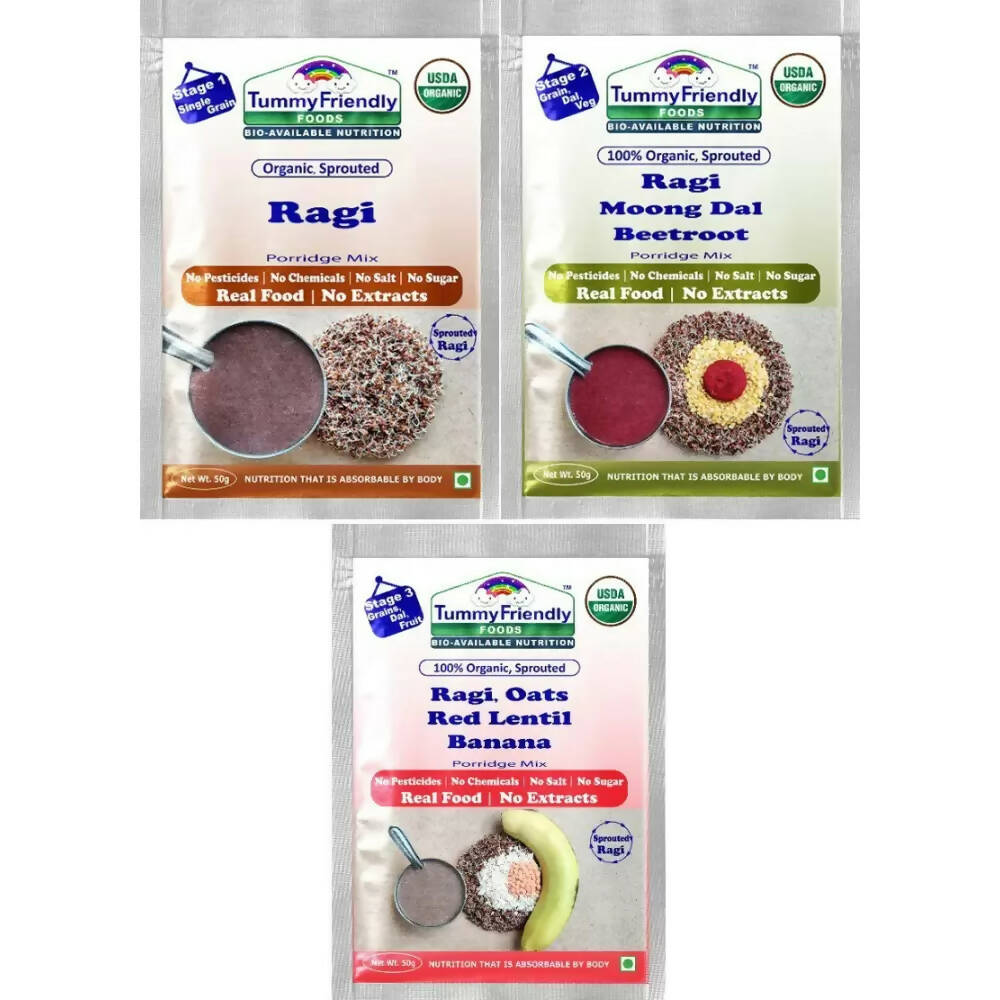 TummyFriendly Foods Certified Ragi Porridge Mixes - Stage1, Stage2, Stage3  Grab2Buy TummyFriendly Foods Grab2Buy