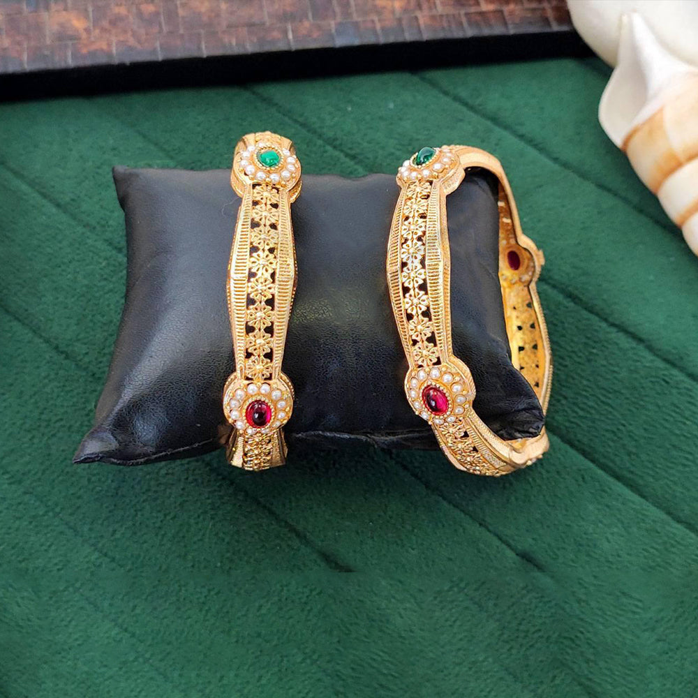 JS Fashion Traditional Stone Studded Temple Style Bangles