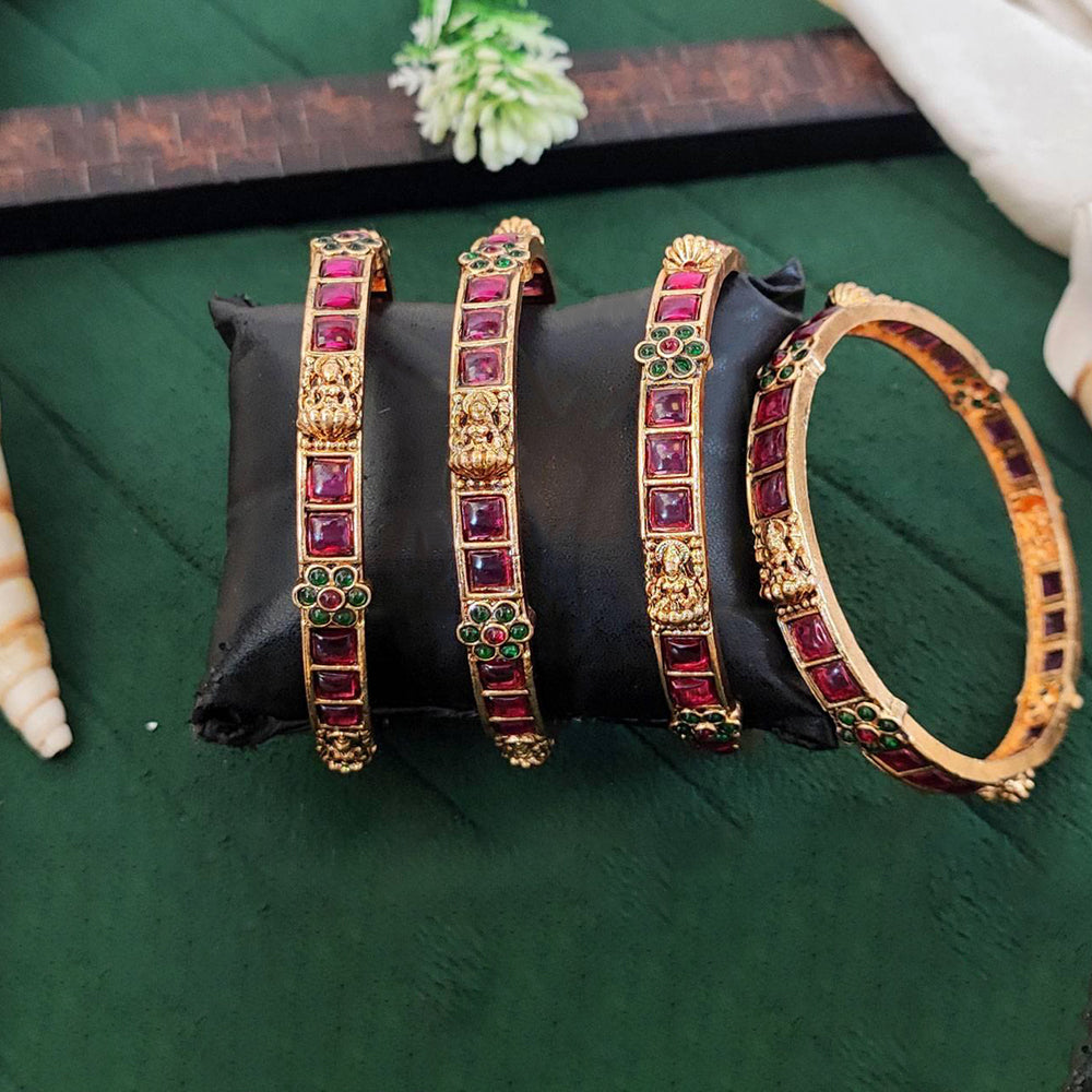 JS Fashion Ethnic High Gold Temple Bangles Set For Women