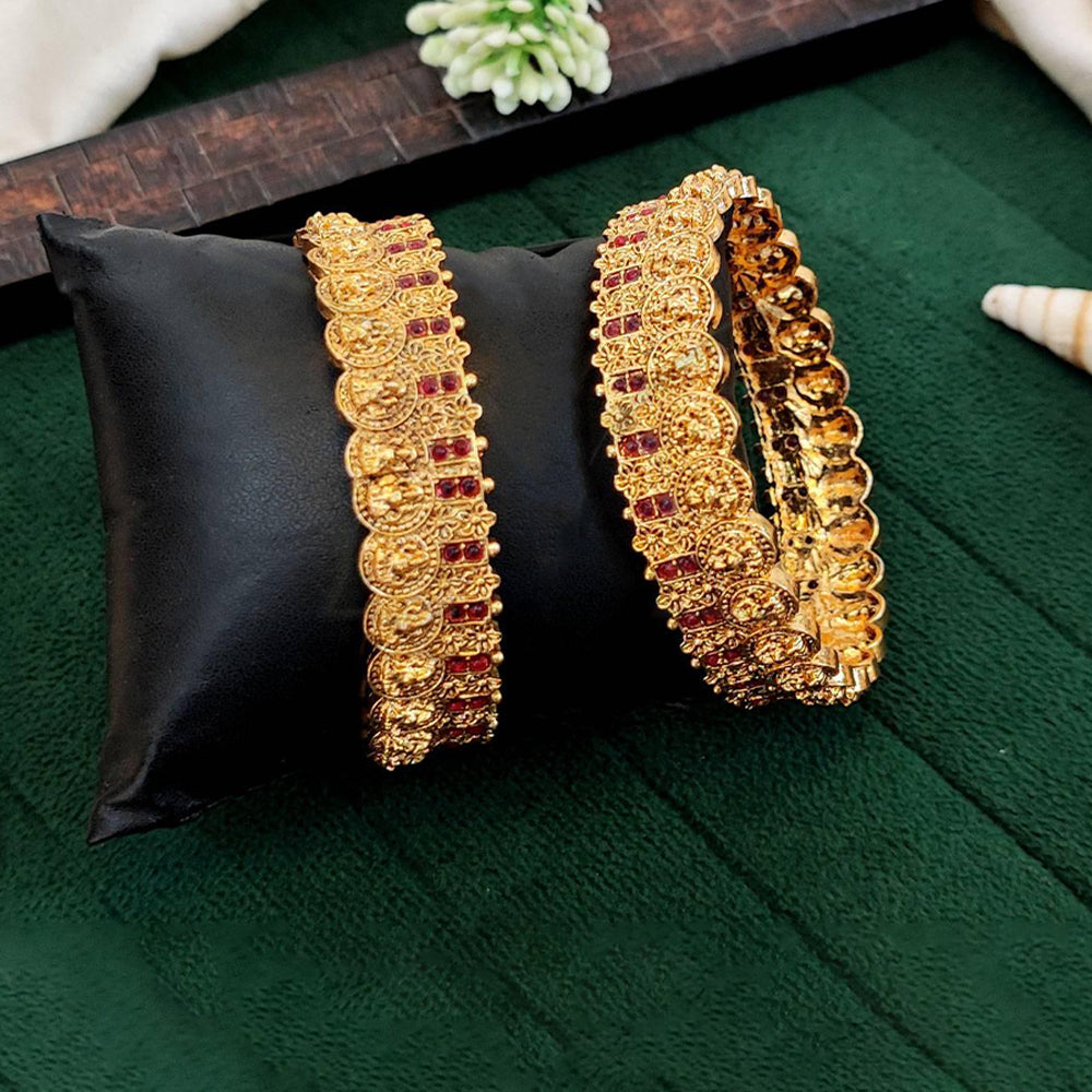 JS Fashion Antique Coin Design Temple Bangles Set