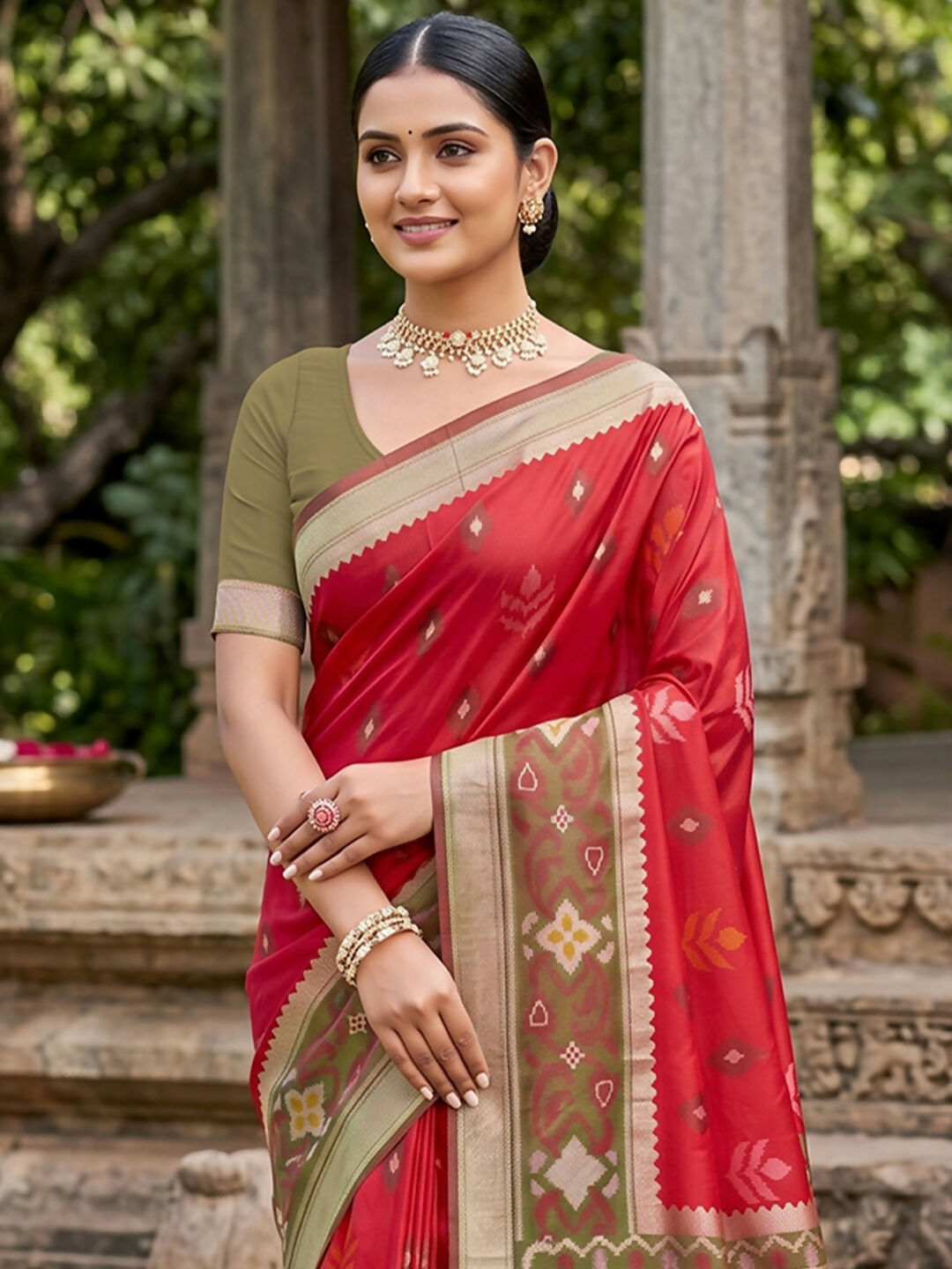 Shree Shyam Fashion Red Soft Silk Saree