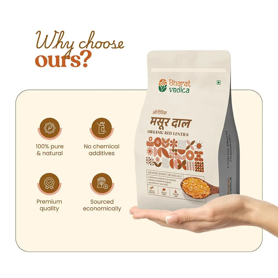 Bharat Vedica Organic Red Lentils - Organic Masoor Dal