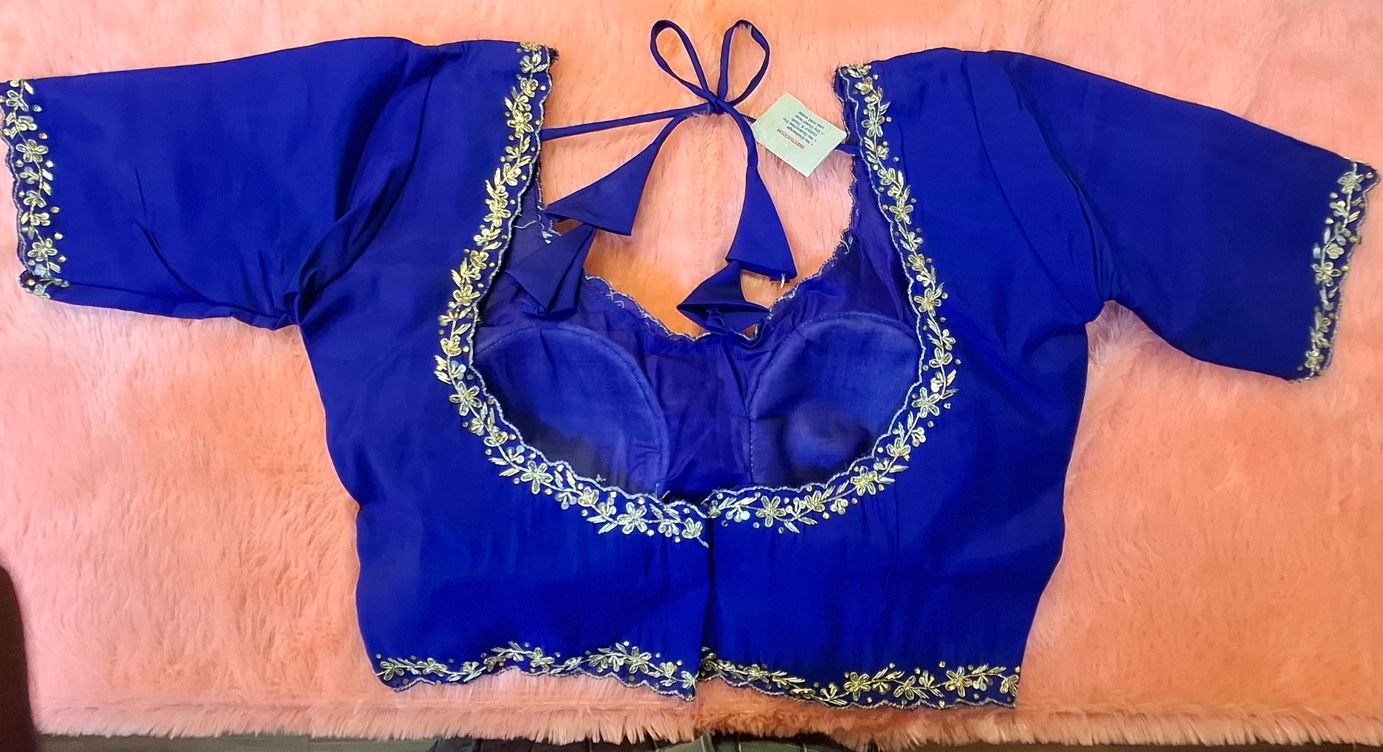 Kia Fashions Royal Blue Hand Embroidered Embroidered Readymade Blouse