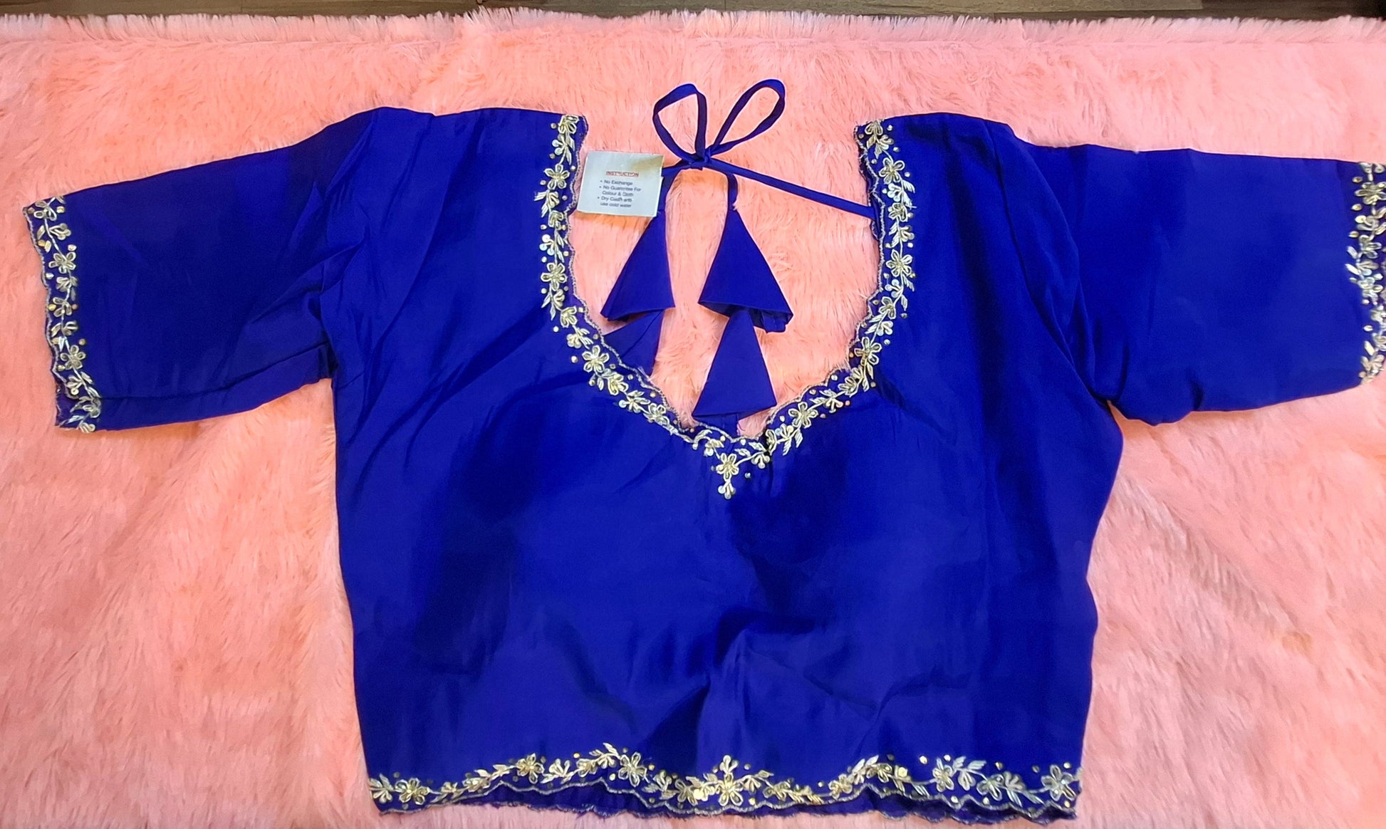 Kia Fashions Royal Blue Hand Embroidered Embroidered Readymade Blouse