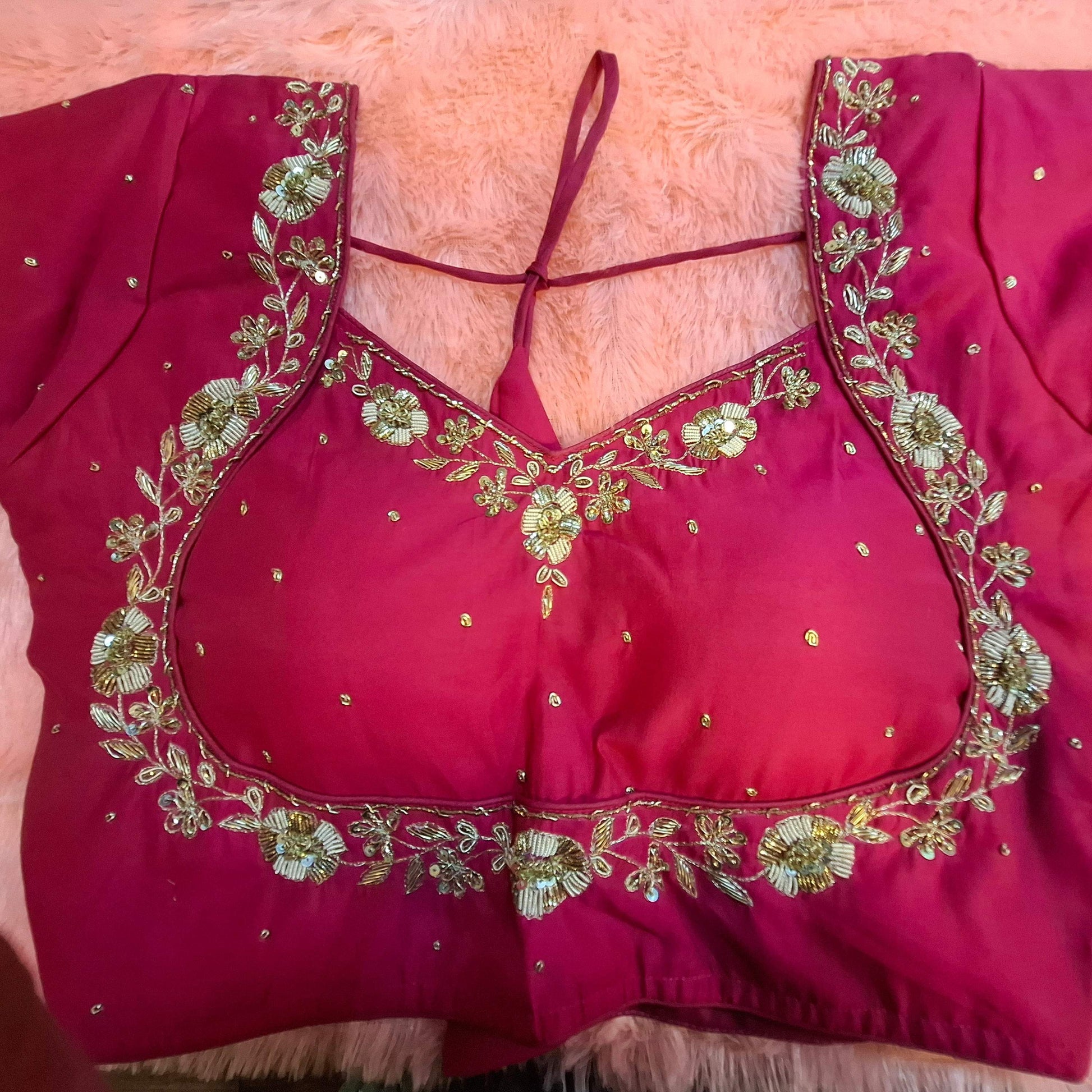 Kia Fashions Hot Pink Hand Embroidered Embroidered Readymade Blouse