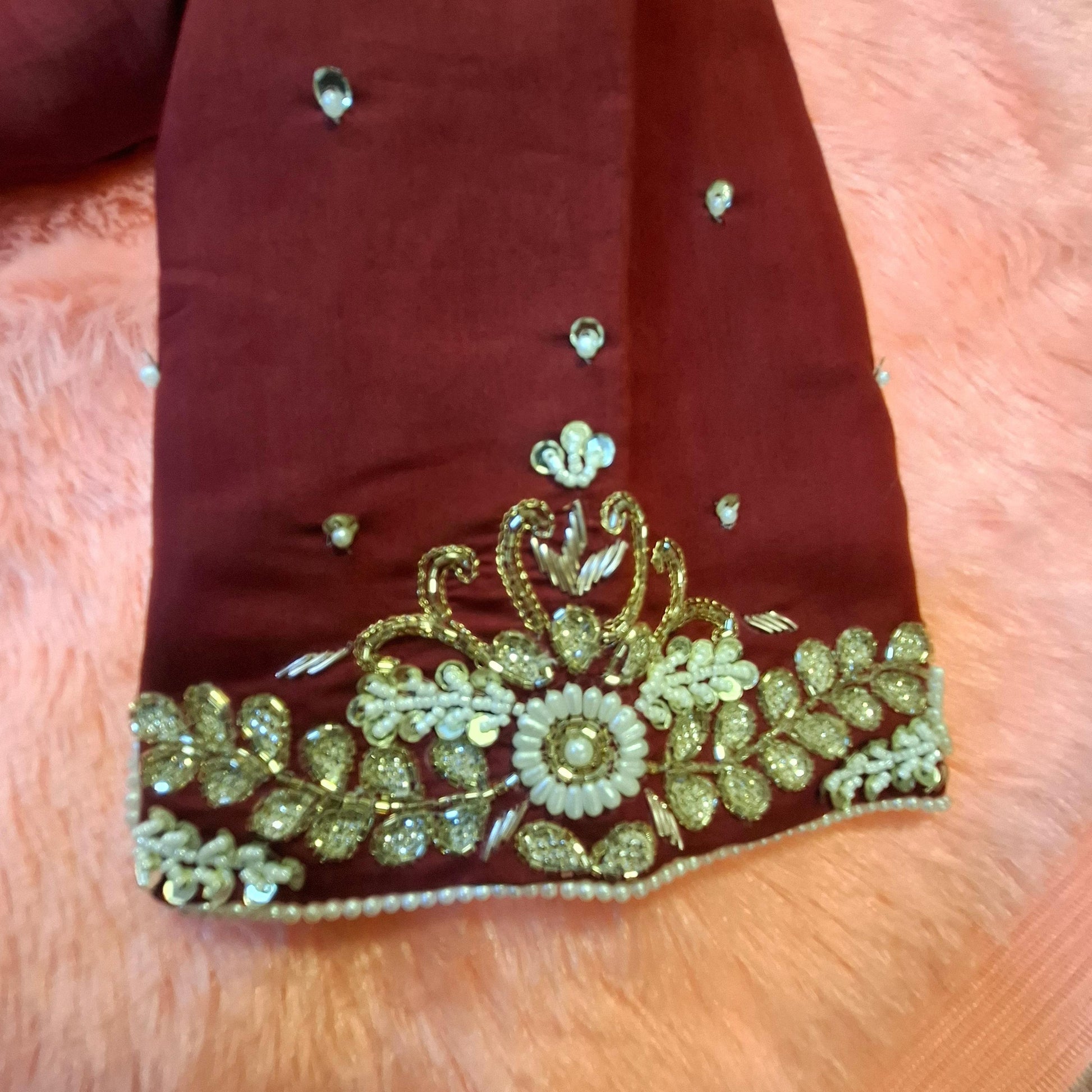 Kia Fashions Maroon Hand Embroidered Embroidered Readymade Blouse