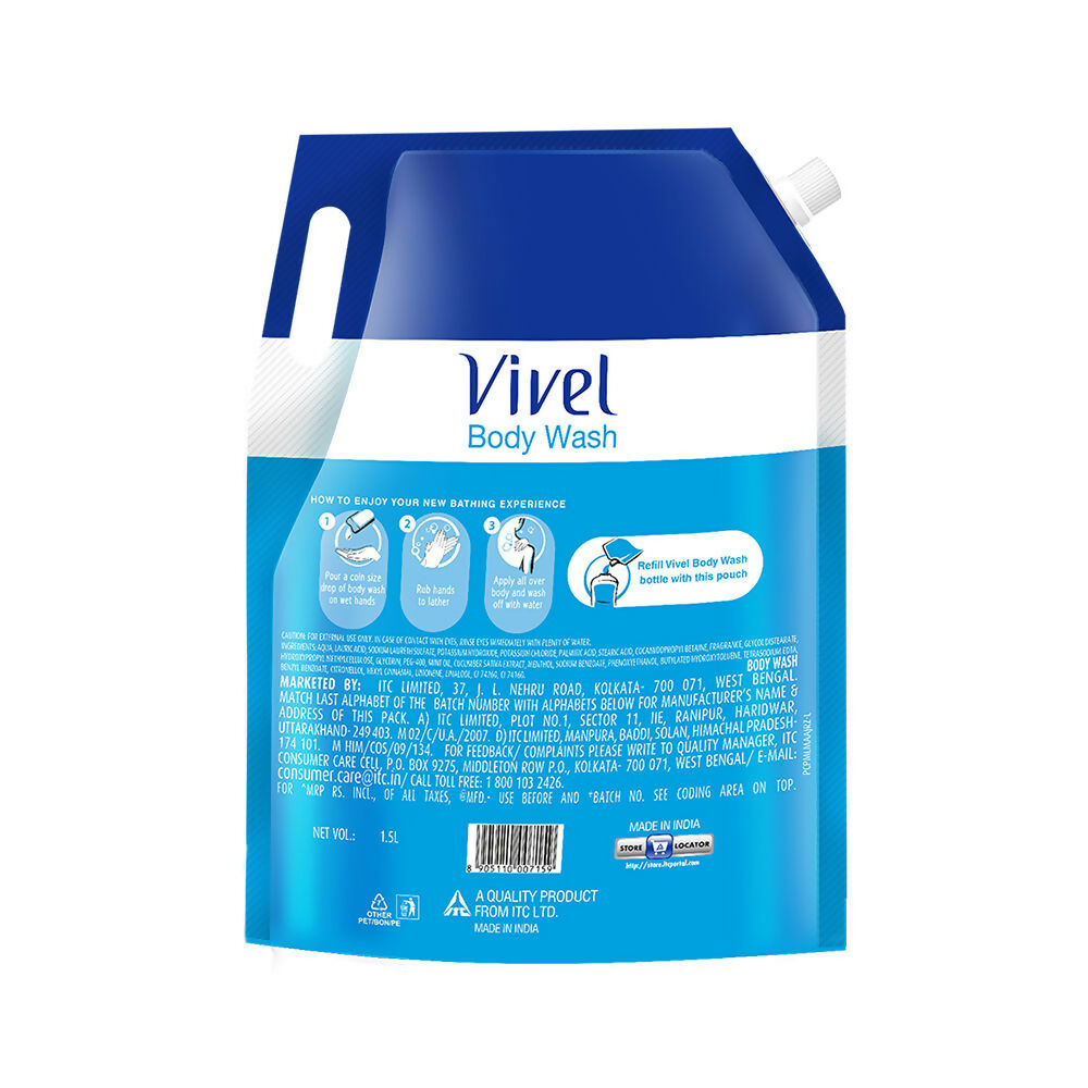 Vivel Cooling Body Wash Mint & Cucumber Moisturizing Shower Gel Supersaver XL Refill Pouch  Grab2Buy Vivel Grab2Buy
