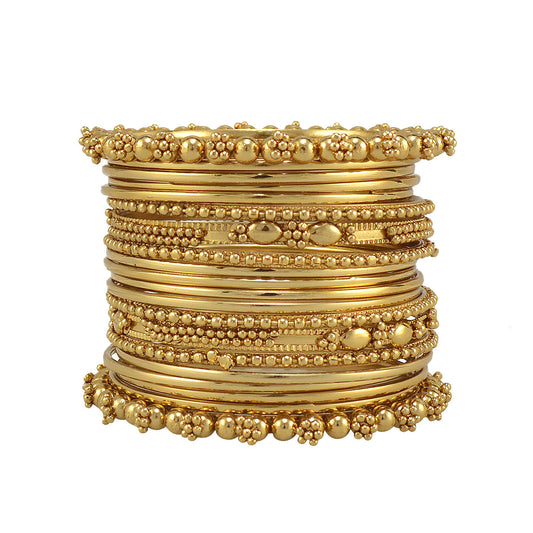 Gold-Plated Alloy Gold Trendy Bangle Set - The Pari - Grab2buy