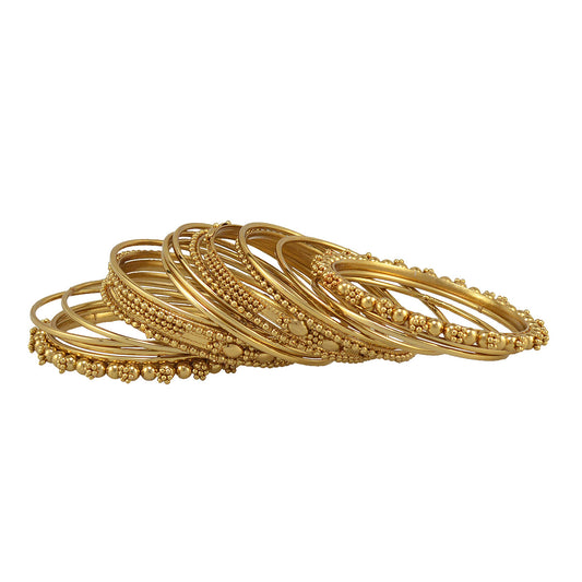 Gold-Plated Alloy Gold Trendy Bangle Set - The Pari - Grab2buy