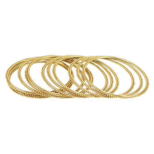 Gold-Plated Alloy Gold Ball Bangle Set - The Pari - Grab2buy