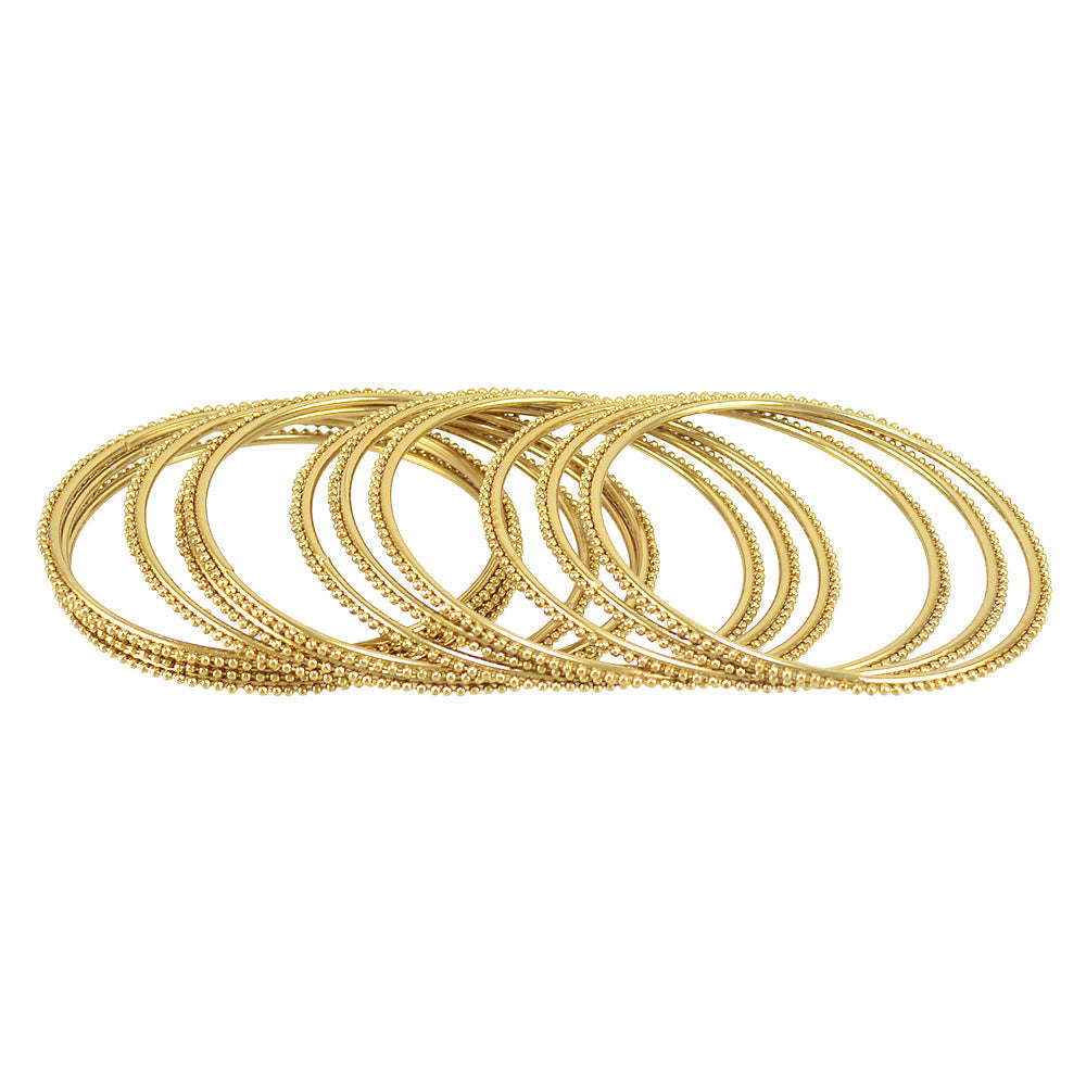 Gold-Polished Alloy Gold Ball Bangle Set - The Pari 