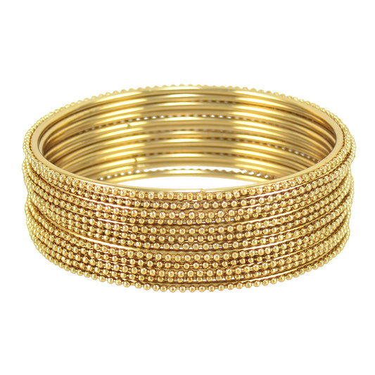 Gold-Polished Alloy Gold Ball Bangle Set - The Pari 