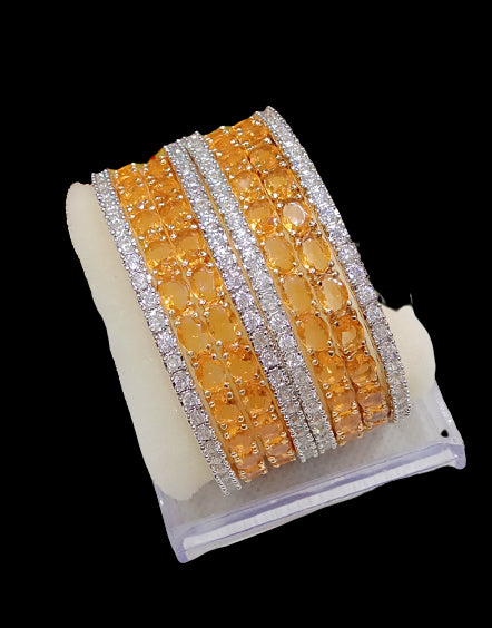 Gold-Plated Alloy Designer Yellow Combo Of Ad Bangles - The Pari - Grab2buy