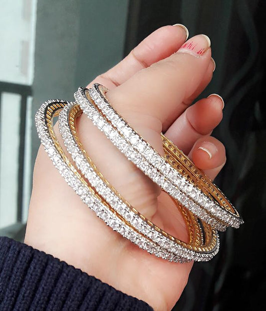 Gold-Plated Alloy Designer Black Combo Of Ad Bangles - The Pari - Grab2buy
