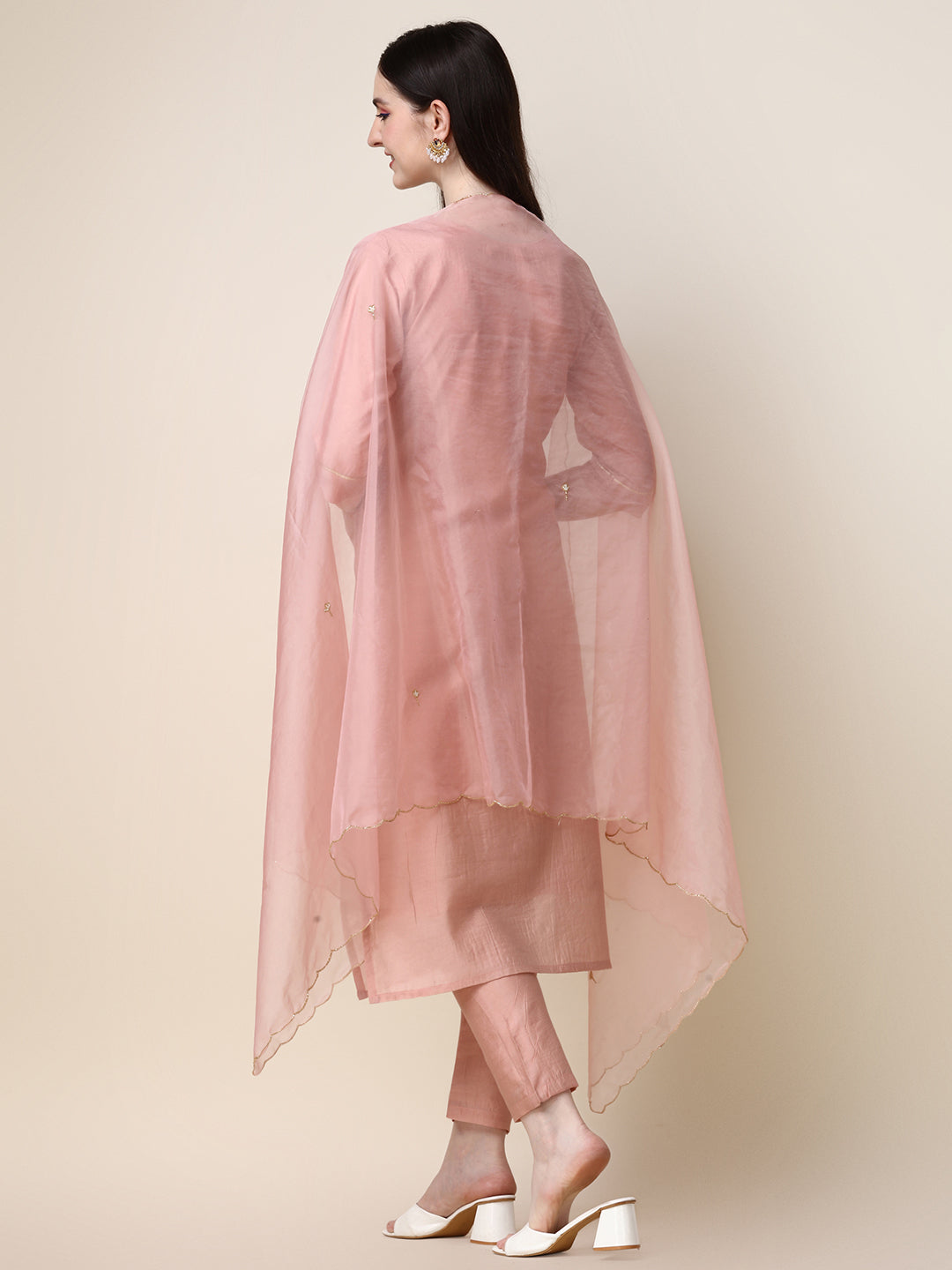 Hand Embroidered Kurta With Pant And Dupatta Set, Multicolor - Hiral Fashion