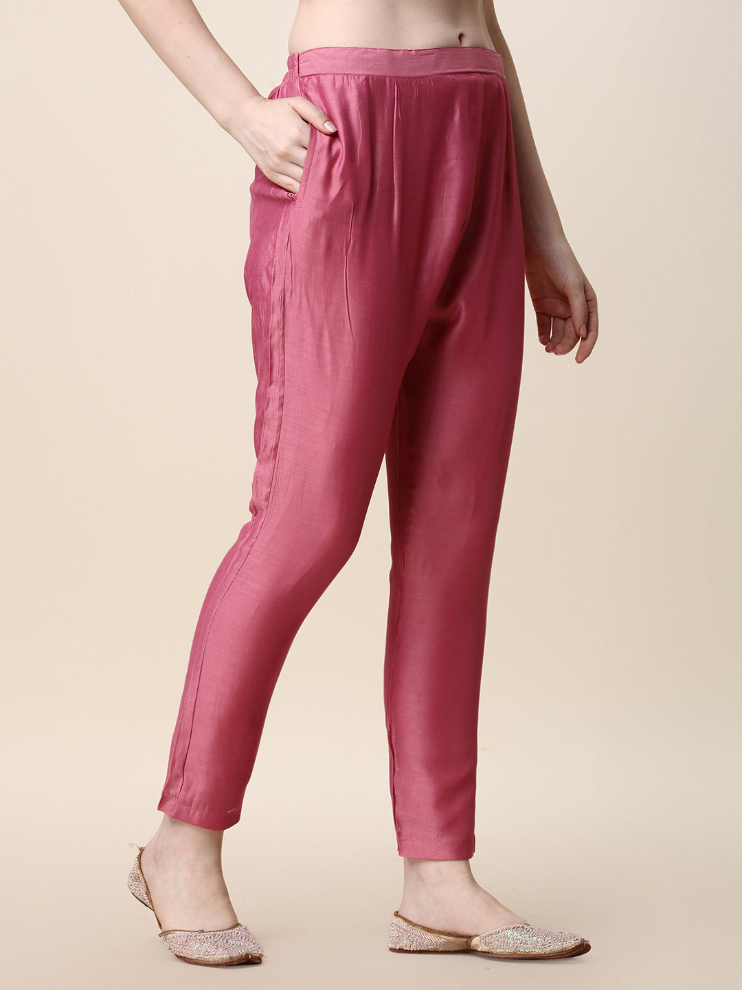 Embroidered Pink Kurta With Pant And Dupatta Set, Multicolor - Hiral Fashion