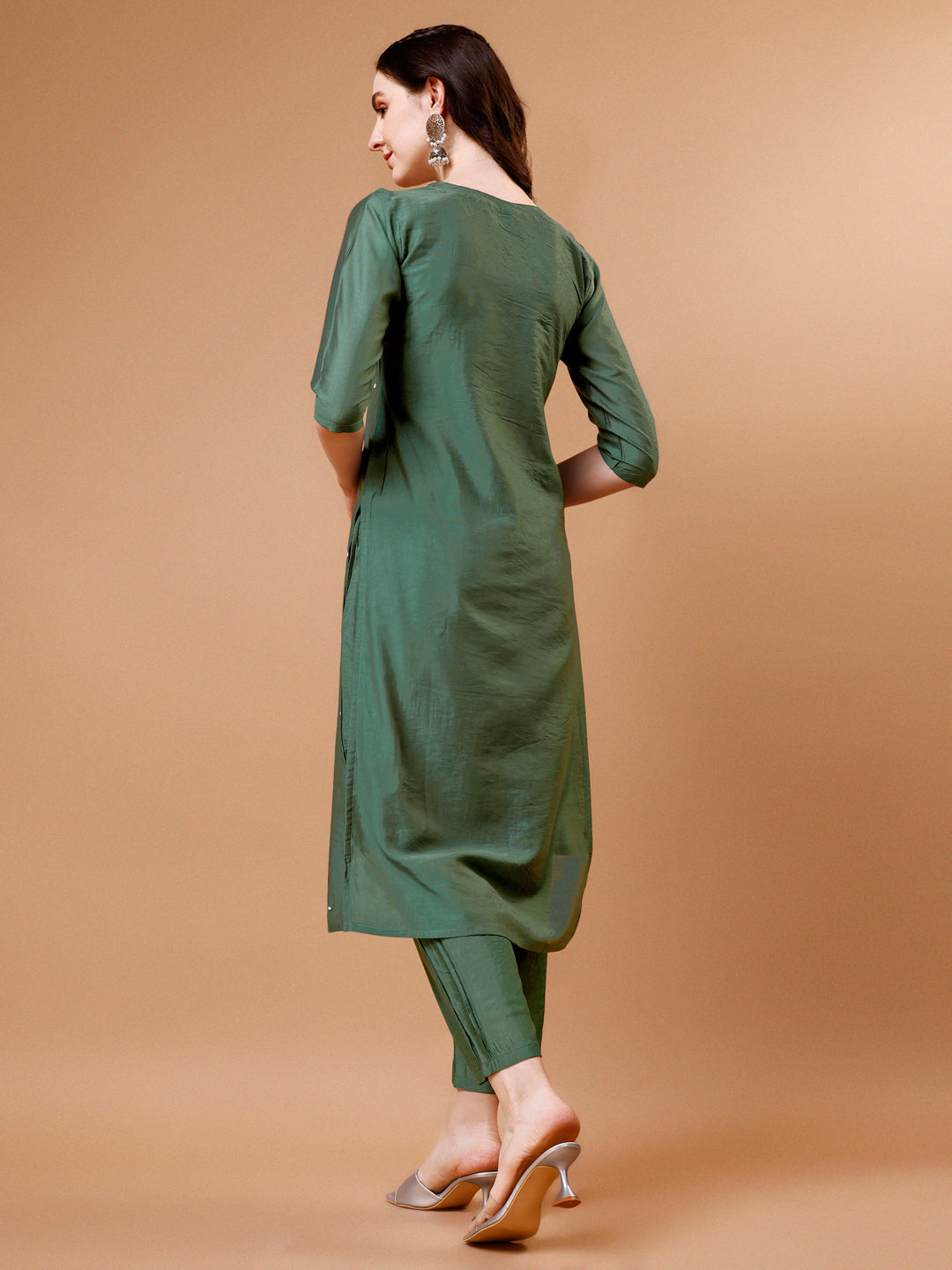 Hand Beads Embroidered Kurta With Pant & Dupatta, Multicolor - Hiral Fashion