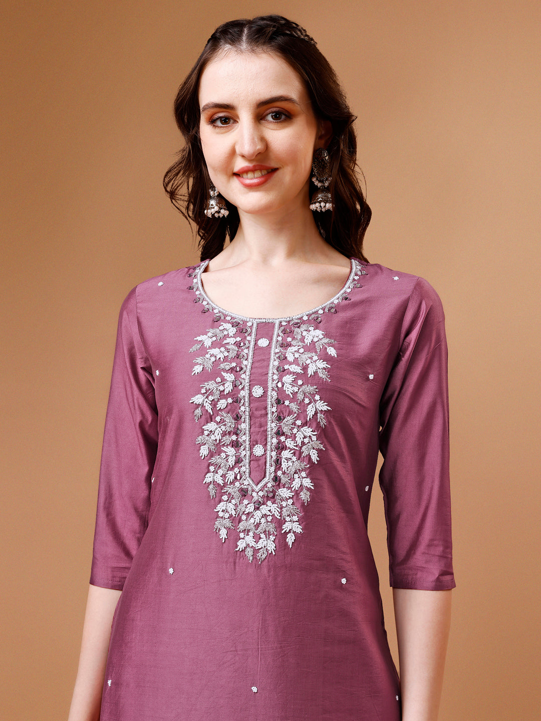 Hand Beads Embroidered Kurta With Pant & Dupatta, Multicolor - Hiral Fashion