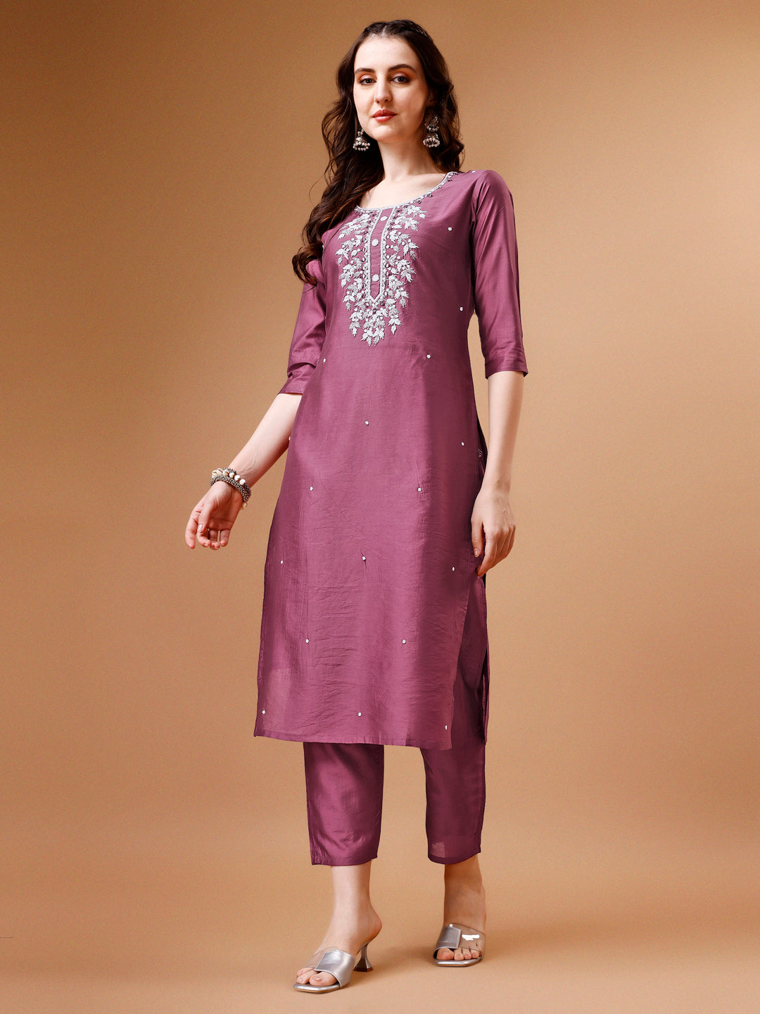 Hand Beads Embroidered Kurta With Pant & Dupatta, Multicolor - Hiral Fashion