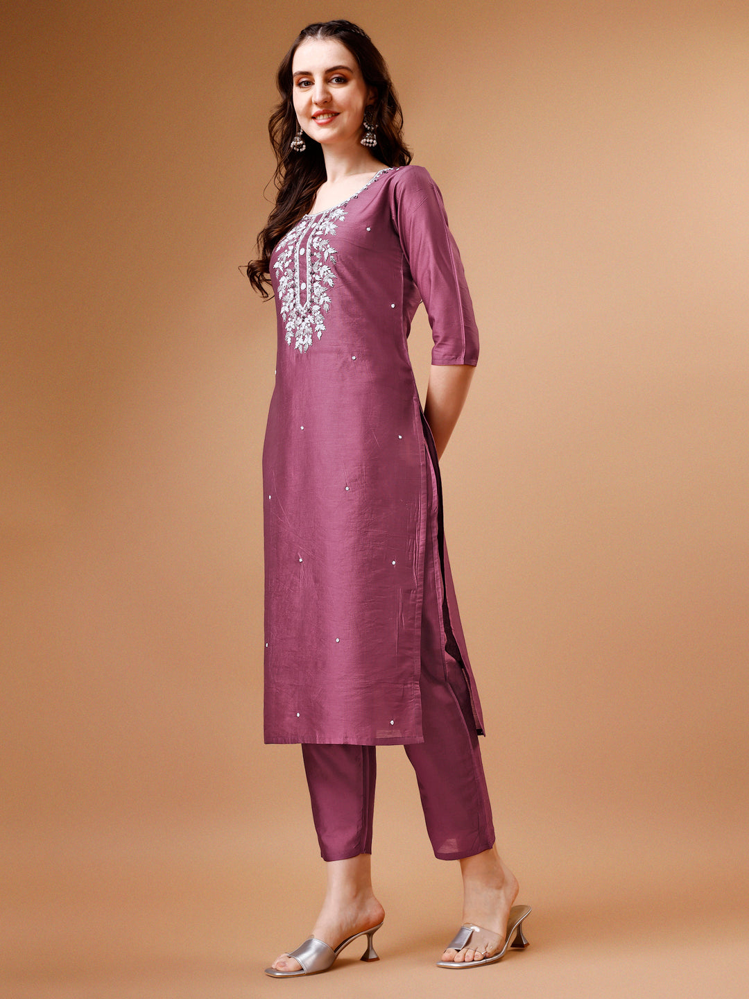 Hand Beads Embroidered Kurta With Pant & Dupatta, Multicolor - Hiral Fashion