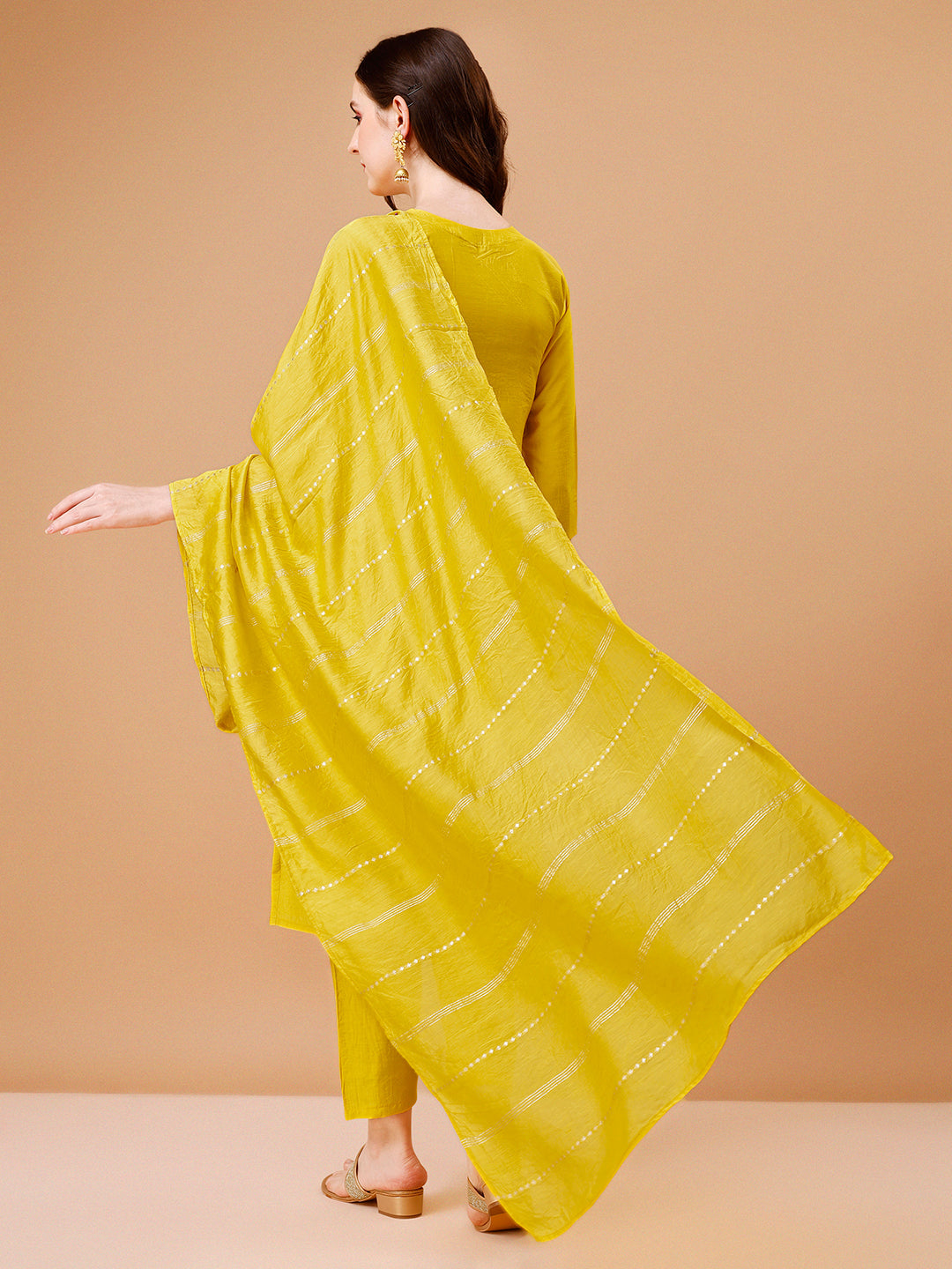 Hand Embroidered Kurta With Pant & Dupatta, Multicolor - Hiral Fashion
