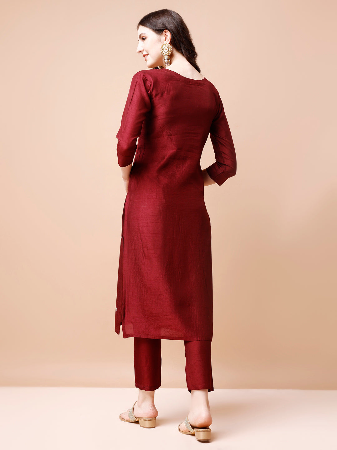 Hand Embroidered Kurta With Pant & Organza Dupatta, Multicolor - Hiral Fashion