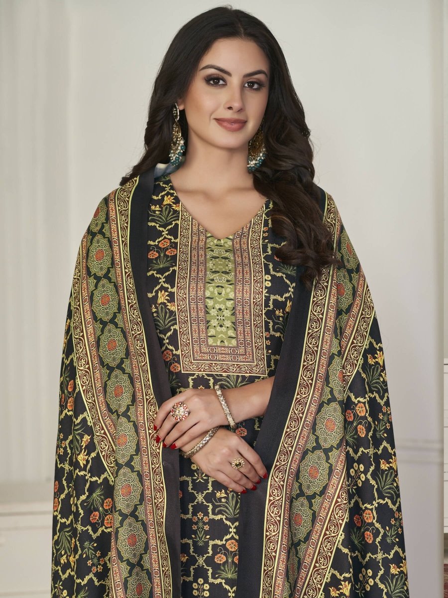 Aastha Fashion Women's Brown Pashmina Floral Digital Printed Kurta with Trouser & Dupatta - Grab2buy