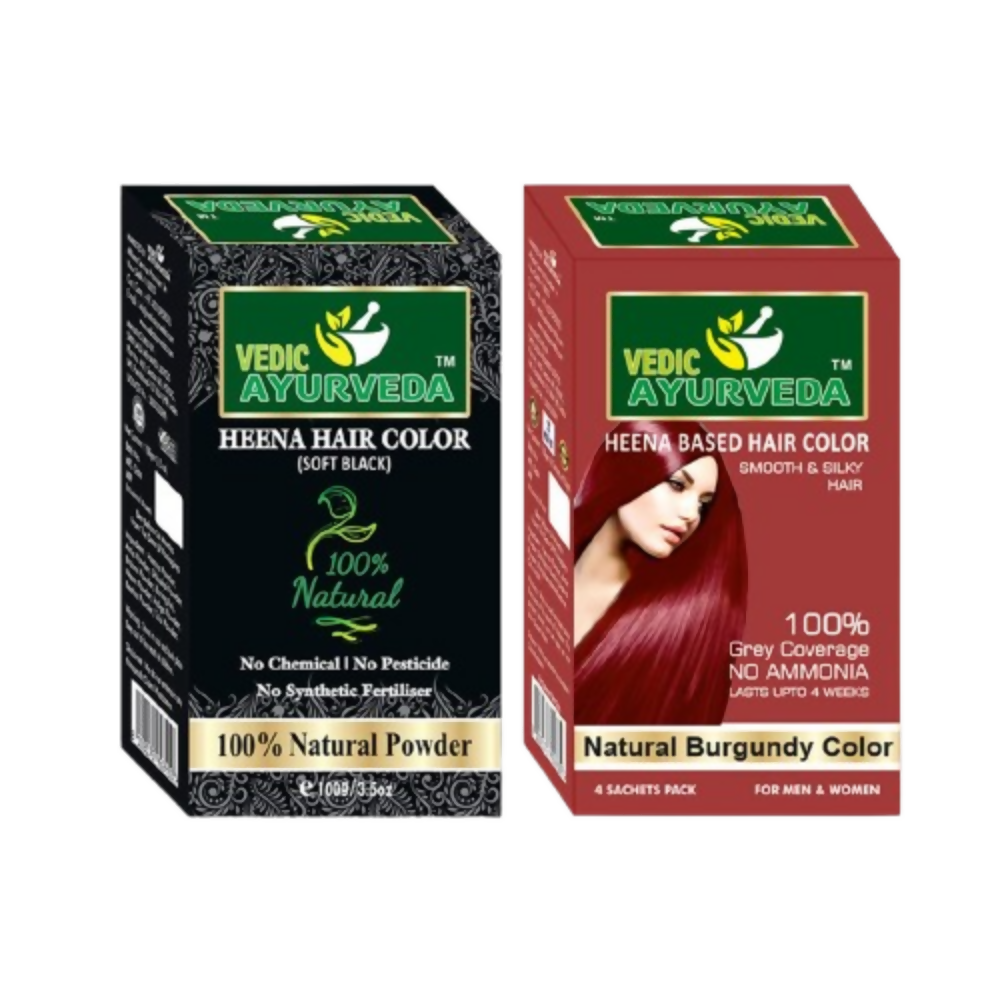 VedicAyurvedas Natural Henna Soft Black & No Ammonia Burgundy Hair Color  Grab2Buy VedicAyurveda Grab2Buy