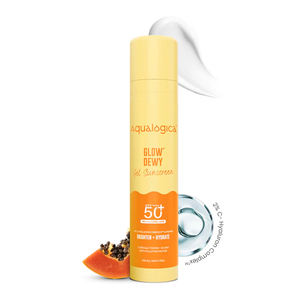 Aqualogica Glow + Dewy Sunscreen With Papaya & Vitamin C SPF 50+ PA++  Grab2Buy Aqualogica Grab2Buy