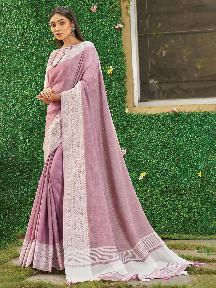 Shree Shyam Fashion Onion Pink Linen Saree