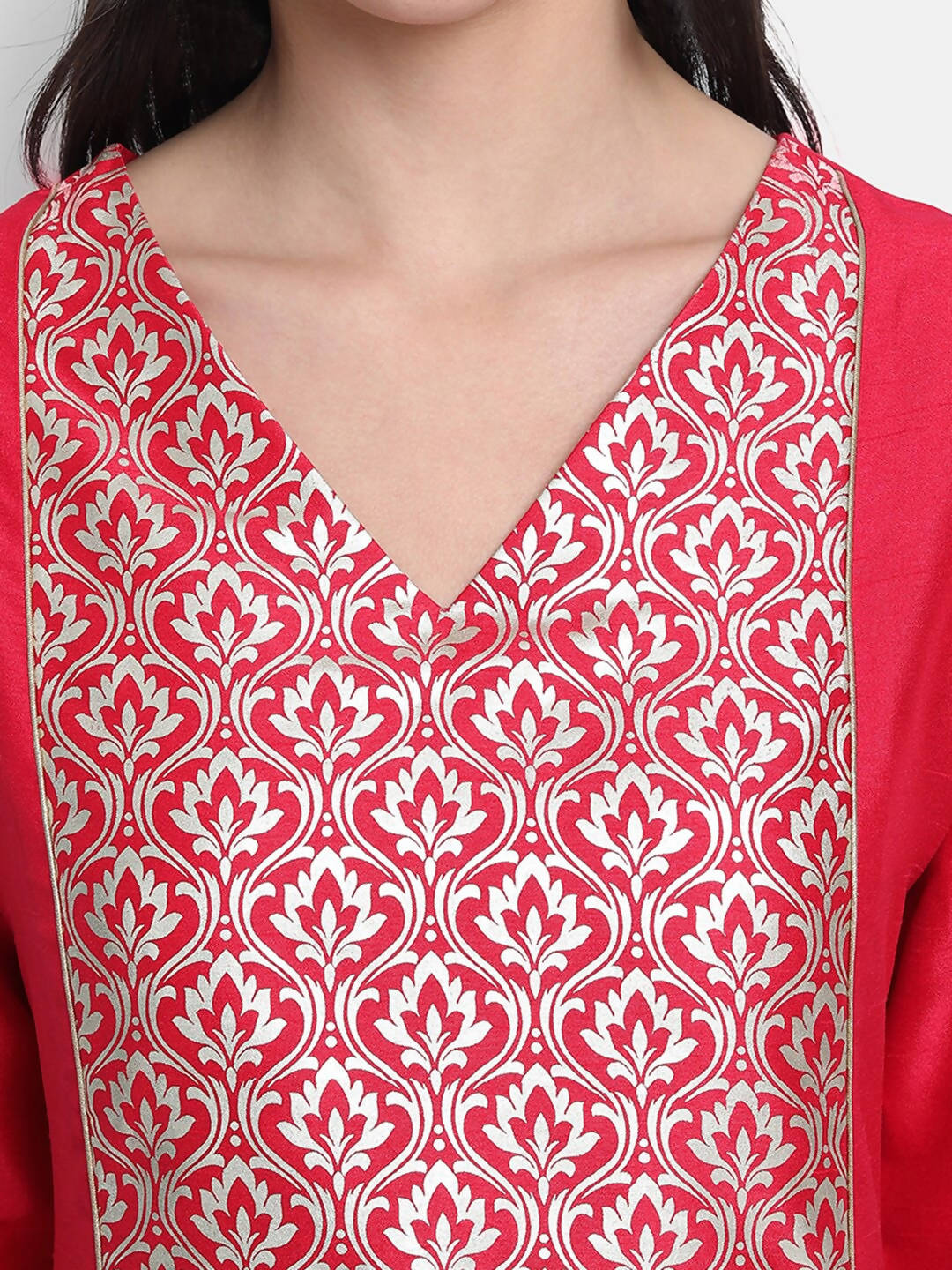 Janasya Women Pink Kurti with Trousers & Dupatta
