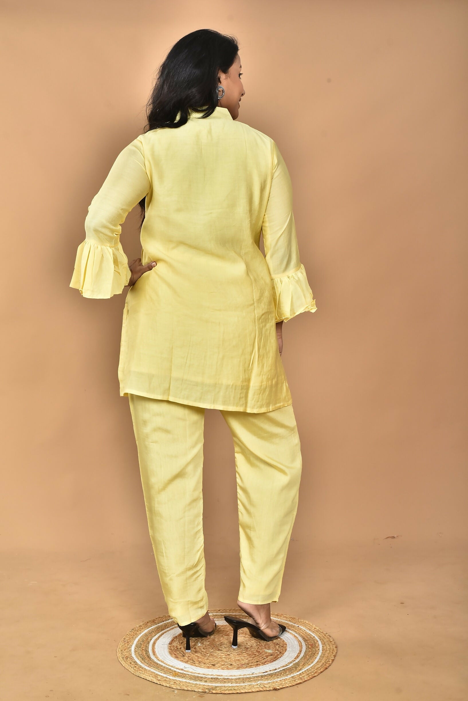 Morchari Women Hand Embroidery Co-Ords-Yellow 