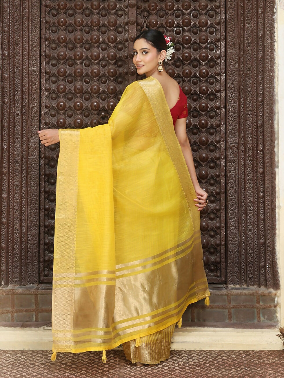 Shree Shyam Fashion Yellow Cotton Saree