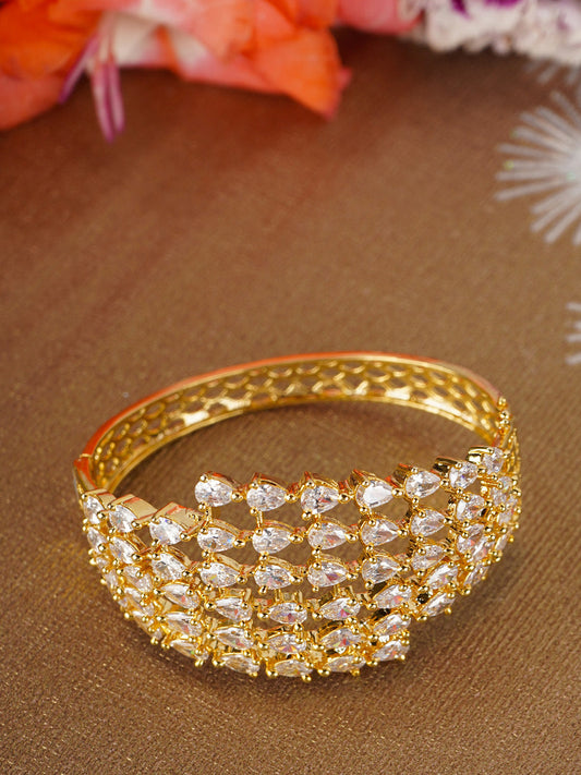 Priyaasi Women Gold-Polished American Diamond Studded Kada Bracelet | Grab2Buy
