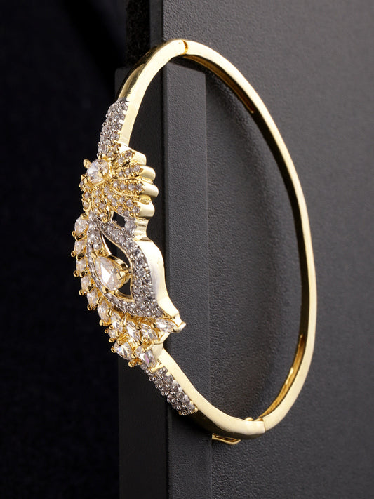 Priyaasi Women Gold-Polished American Diamond Studded, Peacock Inspired Bracelet | Grab2Buy
