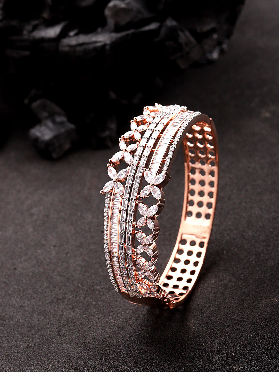 Priyaasi QuadShine - Floral American Diamond Bracelet For Women And Girls 