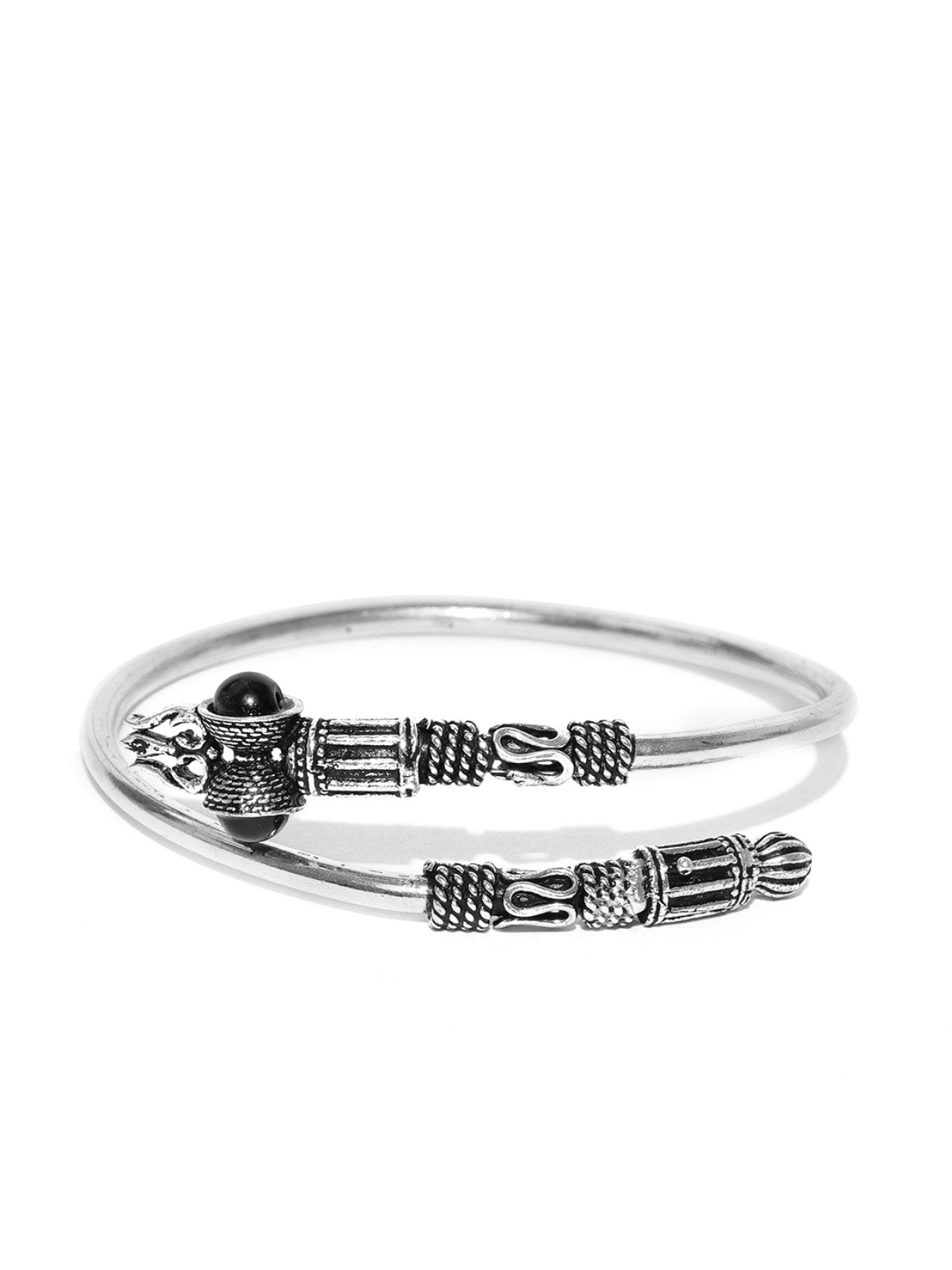 Priyaasi Oxidised Silver-Toned & Black Beaded Bracelet For Women And Girls 