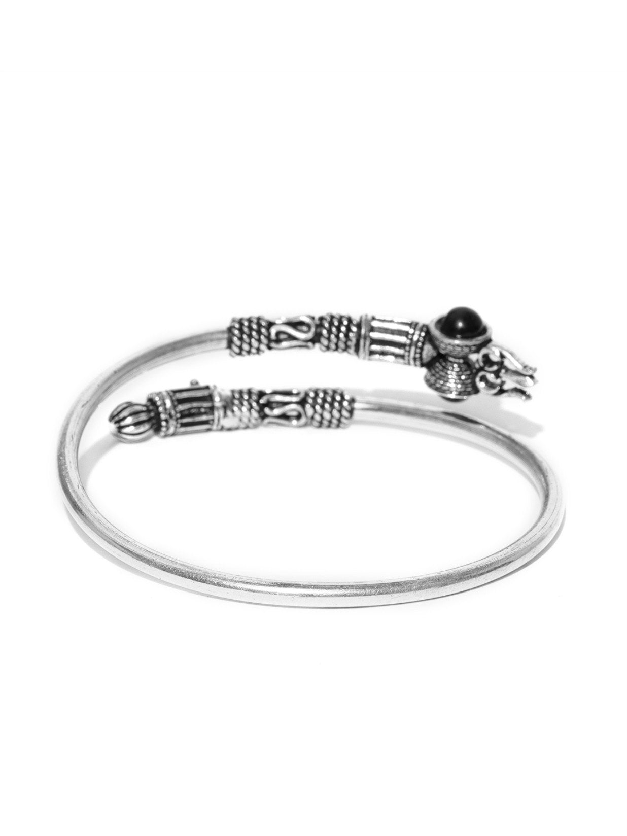 Priyaasi Oxidised Silver-Toned & Black Beaded Bracelet For Women And Girls 