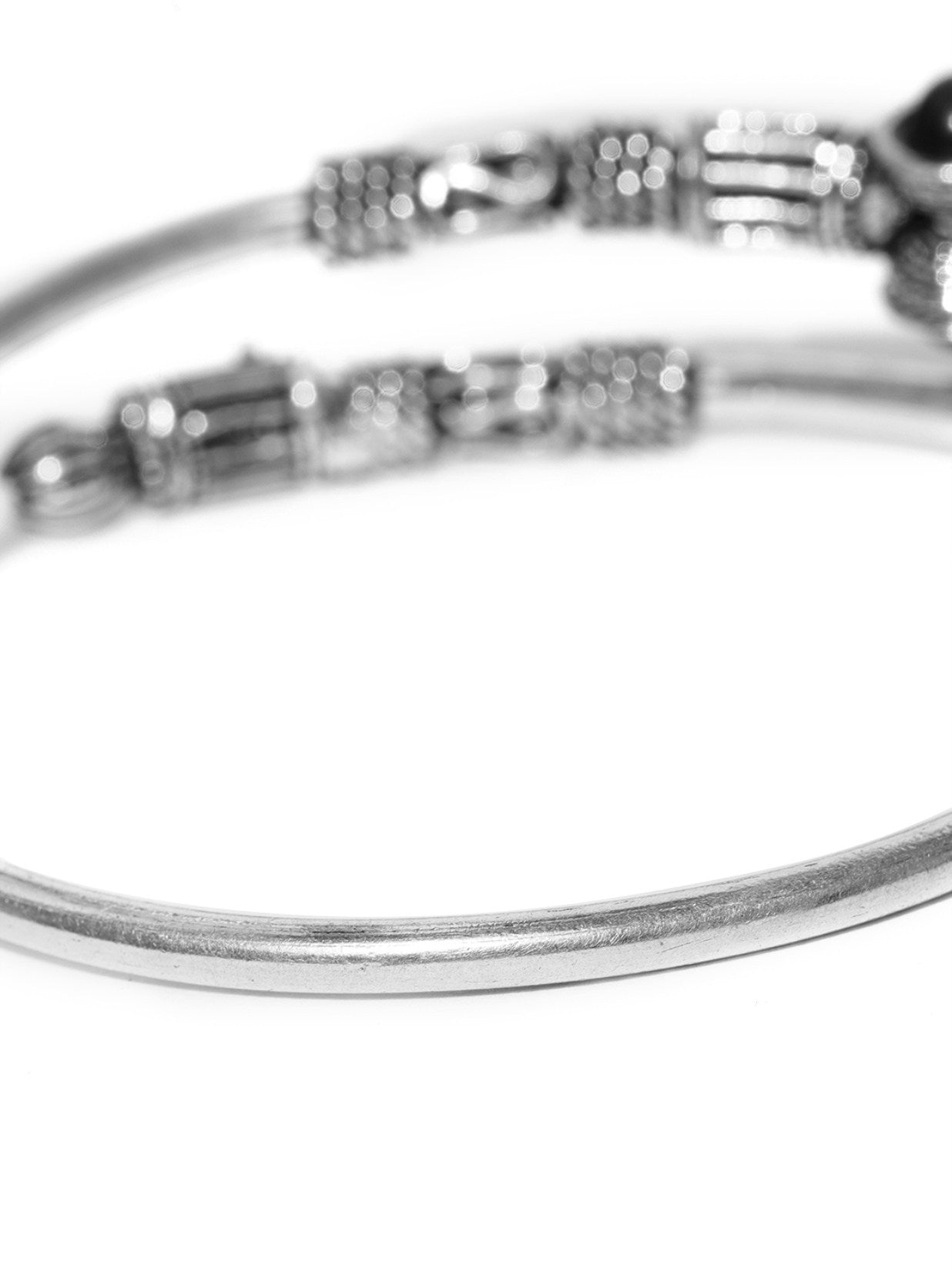 Priyaasi Oxidised Silver-Toned & Black Beaded Bracelet For Women And Girls 