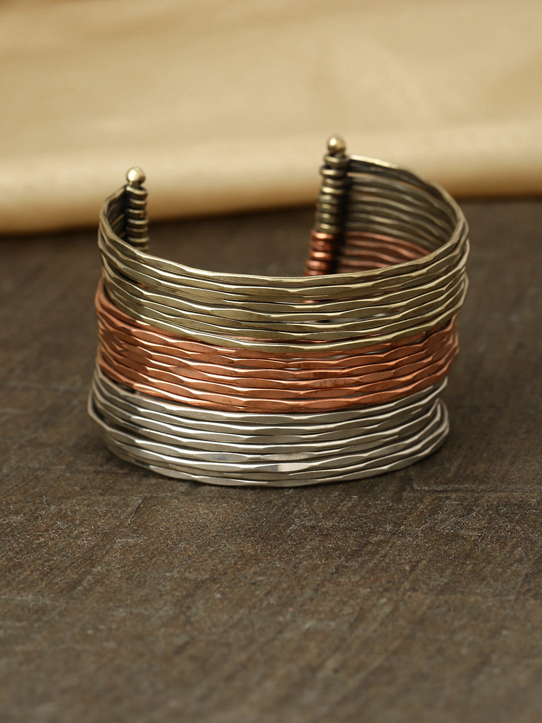 Priyaasi Women Multi-Toned Multi-Stranded Bangles Like Cuff Bracelet 