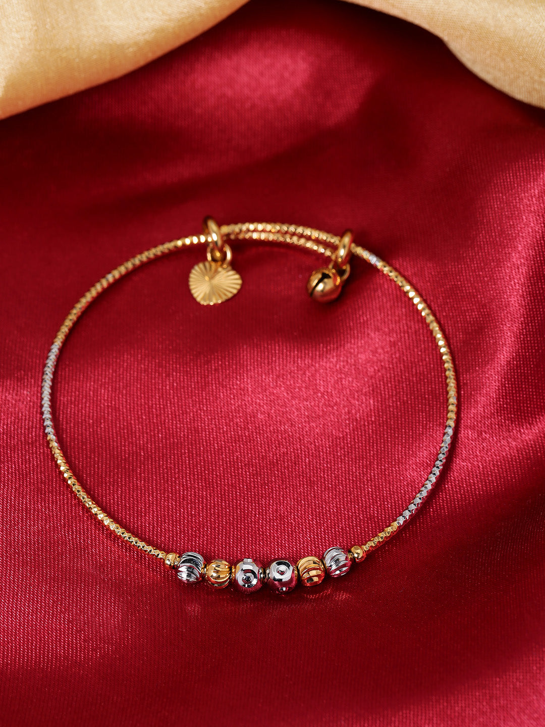 Priyaasi Women Gold-Polished Circular Shape Openable Kada Bracelet 