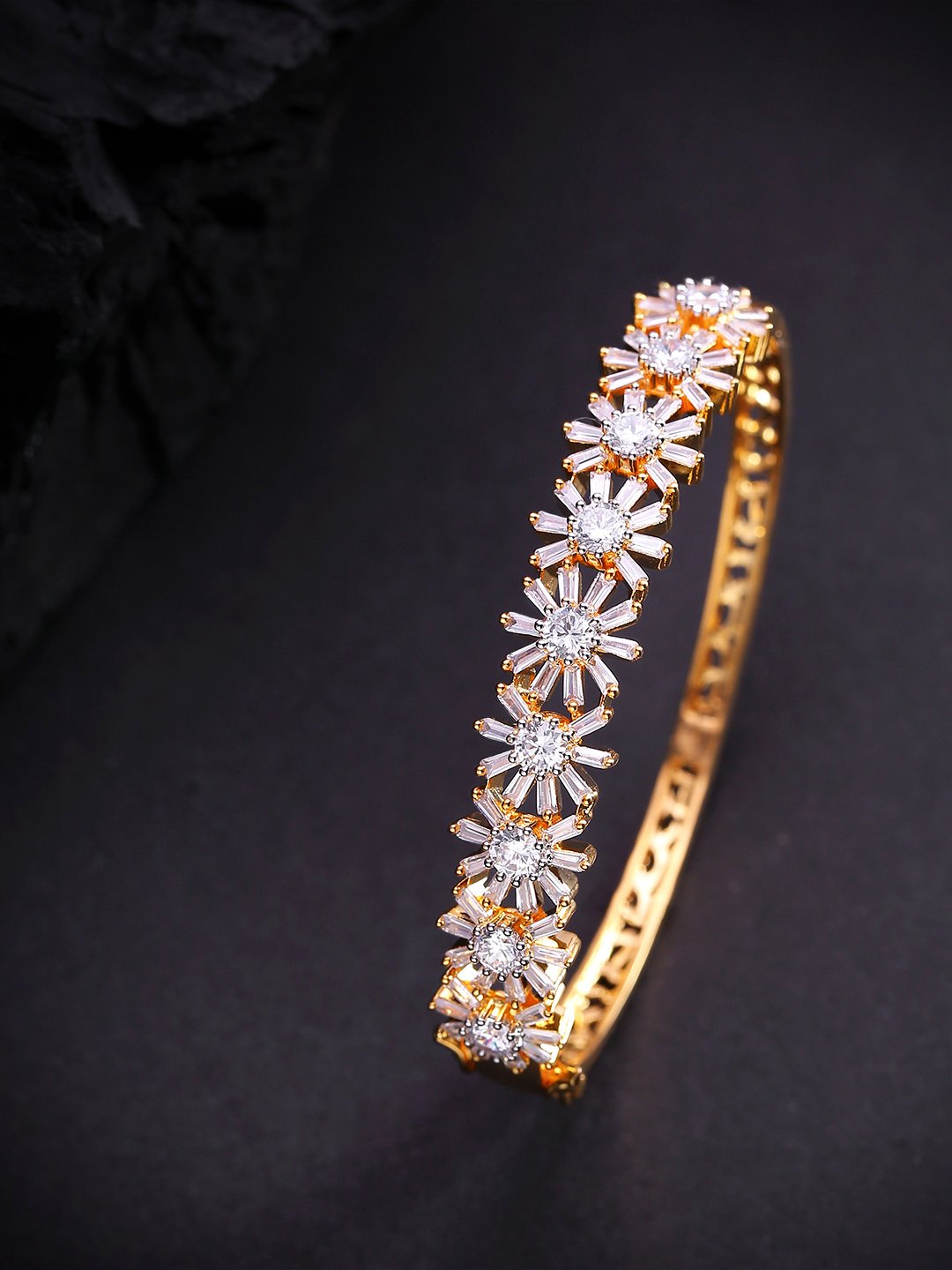Priyaasi Women American Diamond And Ruby Stone Studded Beautiful Design Chain Bracelet | Grab2Buy