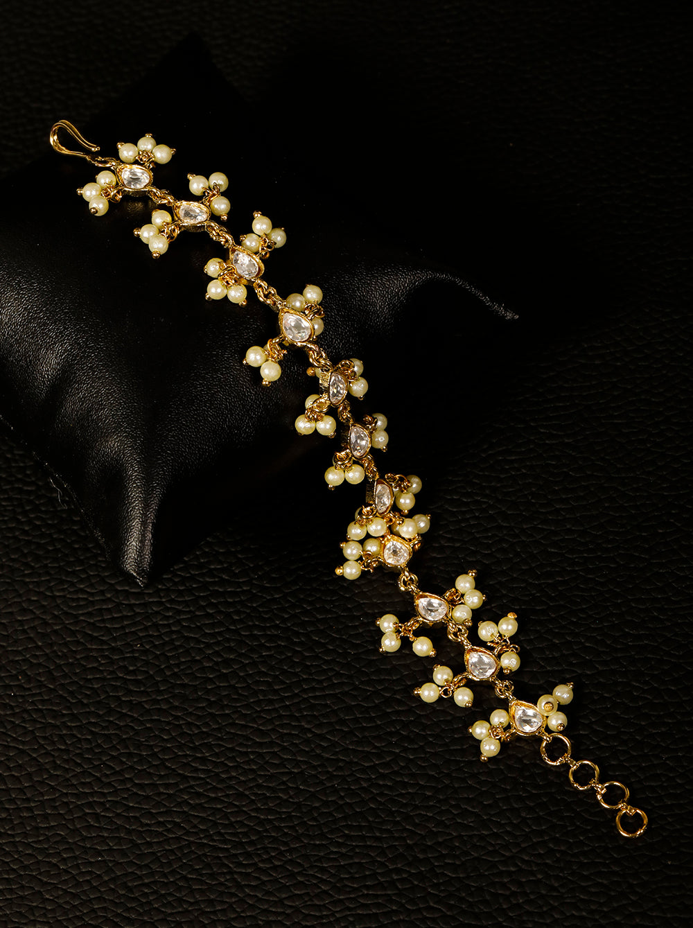 Priyaasi Women Gold-Polished Stone Studded Adjustable Bracelet | Grab2Buy