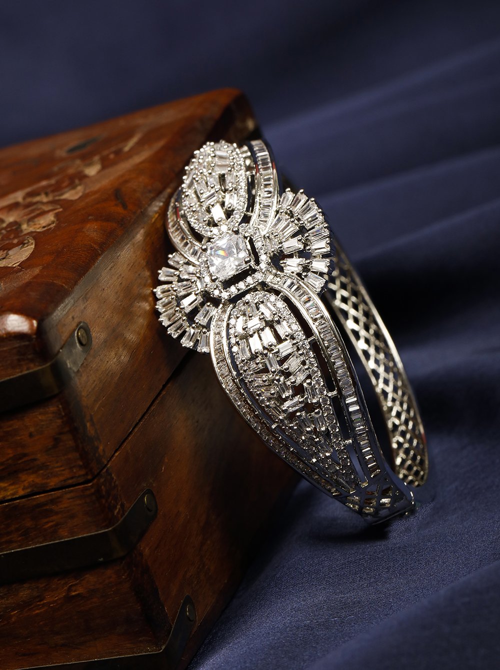 Priyaasi Women American Diamond Studded Bangle Style Bracelet | Grab2Buy