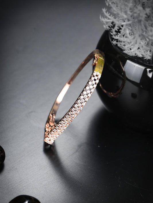 Priyaasi Women American Diamond Rose Gold-Polished Kada Bracelet | Grab2Buy