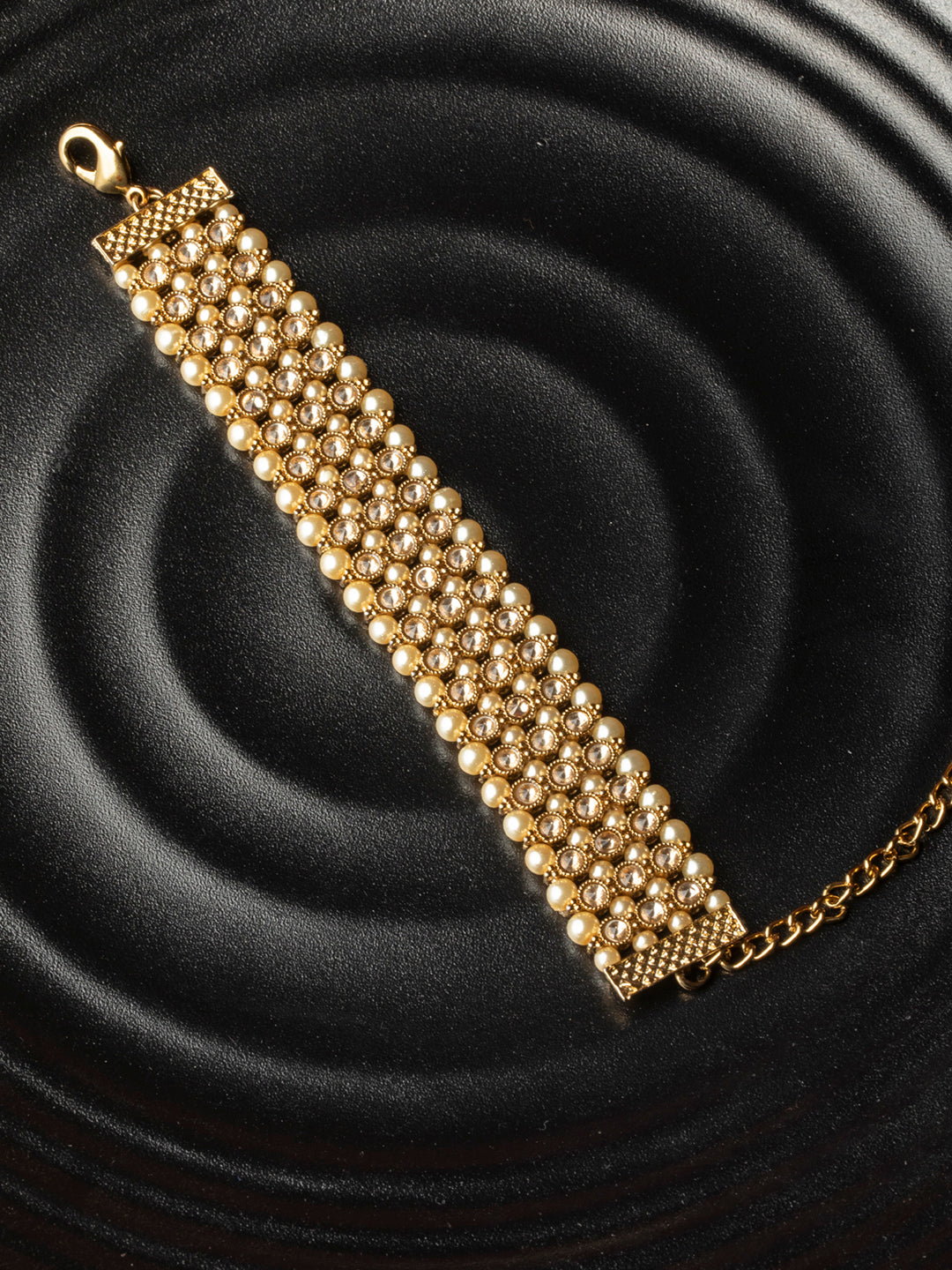 Priyaasi Women Kundan & Pearl Gold-Polished Wraparound Bracelet | Grab2Buy