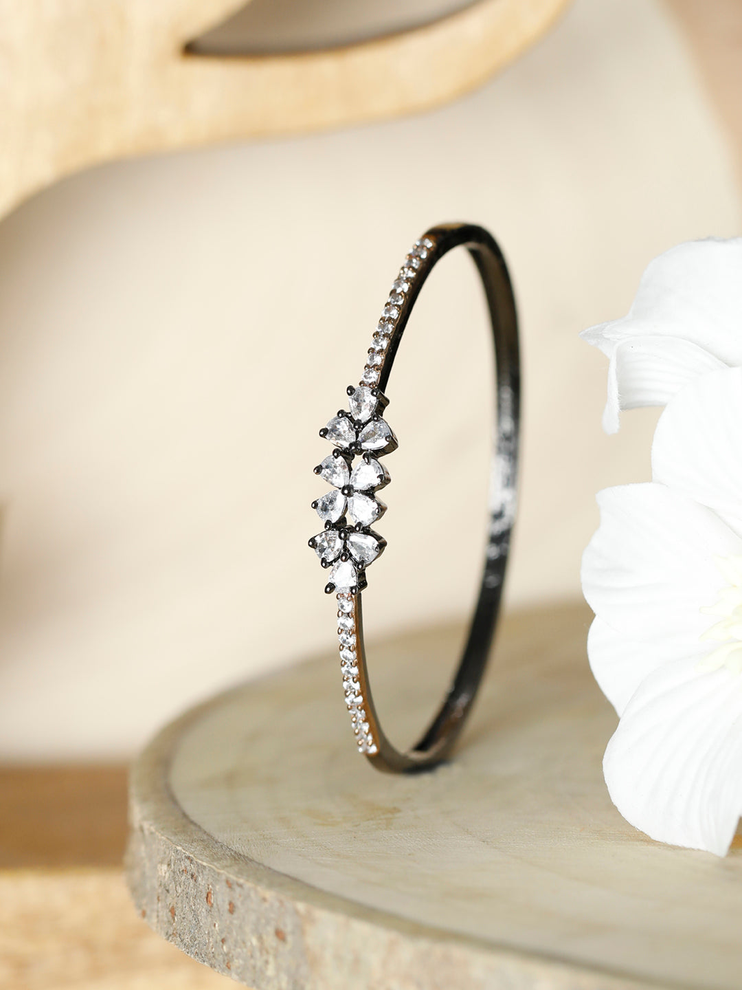 Priyaasi Women Dual Toned Mini Flower American Diamond Bracelet 