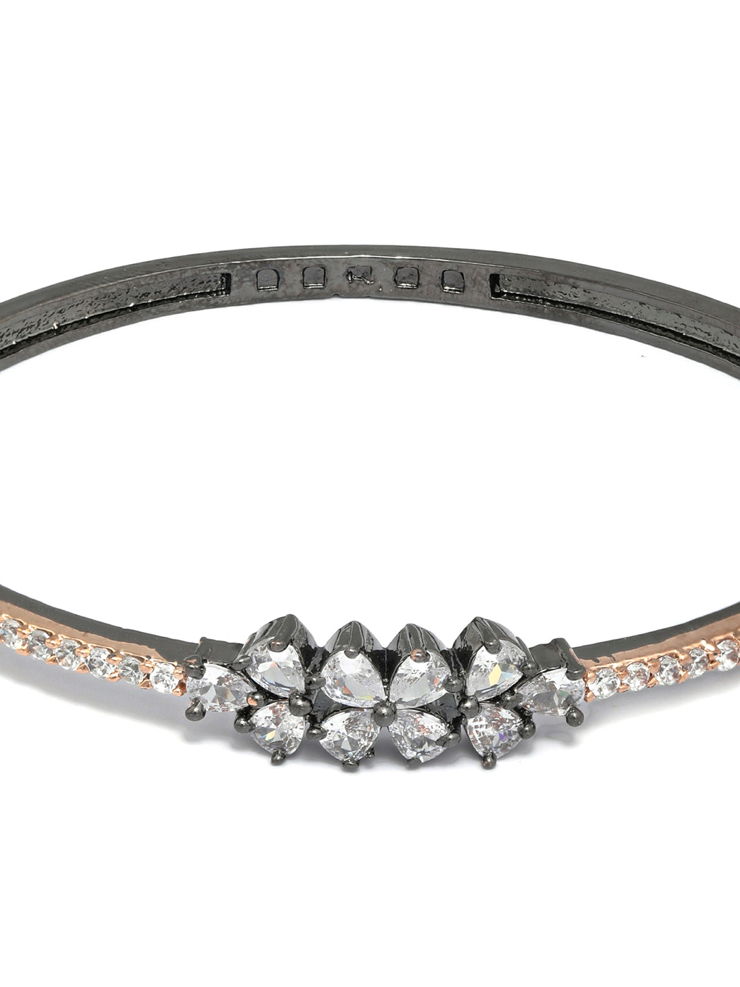 Priyaasi Women Dual Toned Mini Flower American Diamond Bracelet 