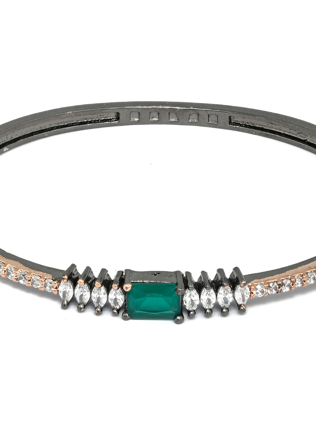Priyaasi Women Green Stone Studded American Diamond Bracelet 